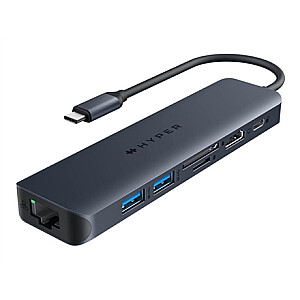 „Hyper HyperDrive EcoSmart Gen.2“ universalus USB-C 7 viename šakotuvas su 100 W PD galios perdavimo „Hyper“