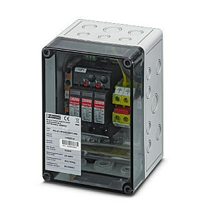 Apsaugos nuo viršįtampių įrenginio dėžutė 1 MPPT / Phoenix-Contact / 1000DC / 1MPP-SPD-S / dėžutė 1 MPPT / 1182566 / Viršįtampių apsaugos įtaisas T1/T2 sandariame (IP65) korpuse su kiaurymėmis (riebalais)