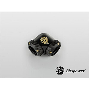 Bitspower kelių svirties adapteris, 90 laipsnių, 12 mm OD iki 12 mm OD, kietas vamzdis – anglies juodas