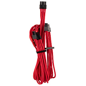 „Corsair Premium“ dvigubas pintas PCIe kabelis, dvigubas rinkinys (4 kartos), raudonas