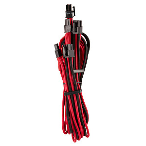 „Corsair Premium Dual PCIe“ (4 kartos) kabelis 2 pakuotės – raudonas/juodas