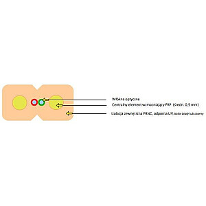 Universalus optinis kabelis EmitterNet Flat Drop FRP J-V(ZN)H 2E 9/125 G.657A1 Z043B LSZH (ritė 2000m) juoda