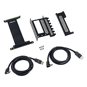„CableMod“ vertikalios vaizdo plokštės laikiklis su PCIe x16 stovo kabeliu, 2 „DisplayPorts“ – juodas
