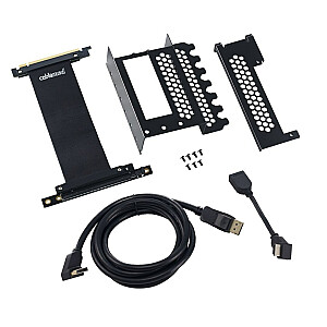 „CableMod“ vertikalus vaizdo plokštės laikiklis su PCIe x16, 1x DisplayPort, 1x HDMI adapterio laidas – juodas
