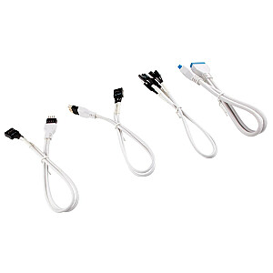 Corsair Premium priekinio skydelio kabelio prailginimo komplektas su rankovėmis, baltas