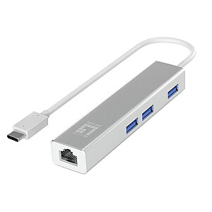 LevelOne USB-C adapteris -> Gbps LAN + USB3.0 šakotuvas