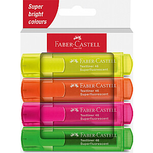 Набор текстовых маркеров Faber-Castell 46, очень яркие цвета, 4 цвета.