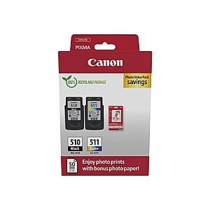 „Canon PG-510/CL-511“ rašalo kasetė + fotopopieriaus vertės paketas