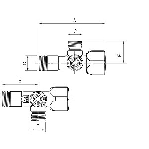 Kampinis vožtuvas 1/2"x1/2"x1/2", chromas, A-80 Twin Mac Anticalc ARCO