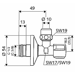 Комфортный угловой клапан 1/2"xDN10-3/8"