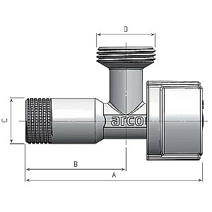 Клапан подключения стиральной машины 1/2"x3/4", хром, L-85 Mac Anticalc ARCO