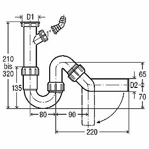 Сифон ПВХ 11/2"x40 с подключением к стиральной машине