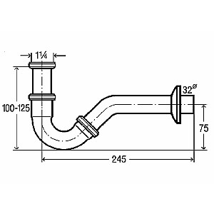 Сифон для биде без выхода 11/4"x32, хром