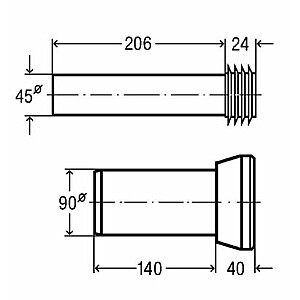 Комплект для подключения настенного унитаза 90x180