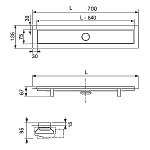 TECElinus dušas tekne air resti 700mm