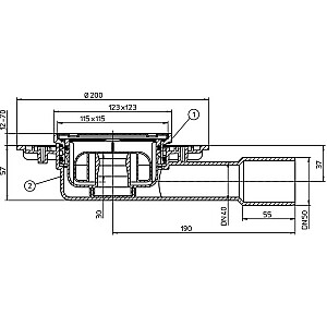 Сифон DN40/50 горизонтальный с сифоном Primus, неглубокий