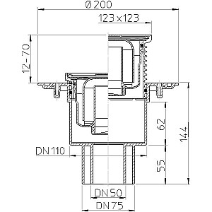 Sifonas DN50/75/110 vertikalus