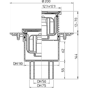 Sifonas DN50/75/110 vertikalus su sifonu Primus