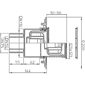 Сифоны DN50/75/110 вертикальные с рамой NT