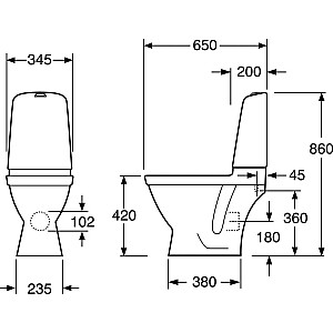 Unitazas Nautic 1510, paslėpta P jungtis, Hygienic Flush apvadas, dvigubas nuleidimas, Soft Close/Quick Release dangtis, Ceramicplus, balta