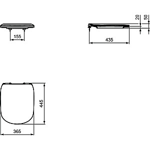 Ideal Standard TESI WC Soft-Close sėdriņķis, Šilko juoda