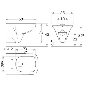 Geberit Selnova настенный унитаз Rimfree, квадратный