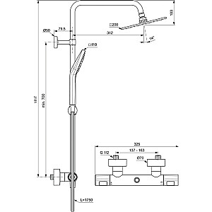 Dušo sistema Ideal Standard Cetherm T100 su termostatu