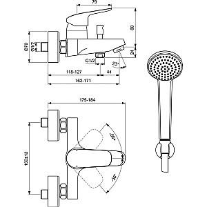 Vonios maišytuvo komplektas Ideal Standard CERAFLEX, chromas