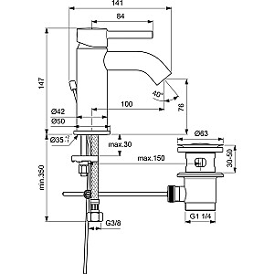 Смеситель Ideal Standard CERALINE с выдвижным сливом для мойки