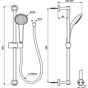 Dušo komplektas Ideal Standard Idealrain Soft, juodas šilkas