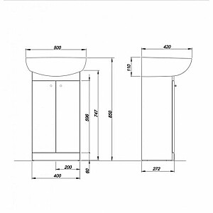 SOLO kosmetinė spintelė su praustuvu 50 cm