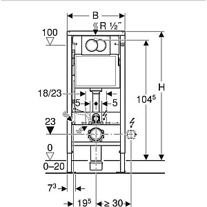 Geberit Duofix elementas pakabinamam unitazui, 112 cm, su Delta bakeliu 12 cm, nuleidimo plokštė Delta01 balta, komplekte tvirtinimo detalės