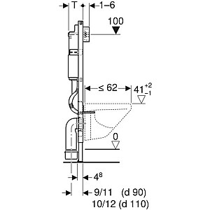 Geberit Duofix elementas pakabinamam unitazui, 112 cm, su Delta bakeliu 12 cm, nuleidimo plokštė Delta01 balta, komplekte tvirtinimo detalės