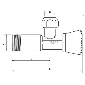 Kampinis sujungimo vožtuvas 1/2"x10mm (3/8"), chromas, A-80 ARCO