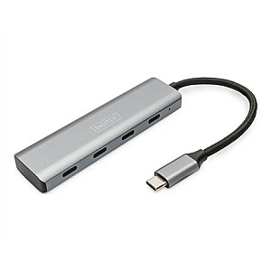 DIGITUS USB-C 4 prievadų šakotuvas Dunkelgrau 4x