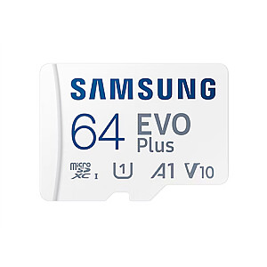 Samsung | MicroSD kortelė | EVO Plus | 64 GB | „microSDXC“ atminties kortelė | „Flash“ atminties klasė U1, V10, A1