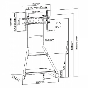 Laisvai pastatomos kampinės televizoriaus tvirtinimo medinės lentynos 37–75 colių maks. 40 kg MC-455