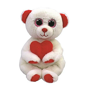 Mascot Ty Bear su Desi širdele 15 cm baltas