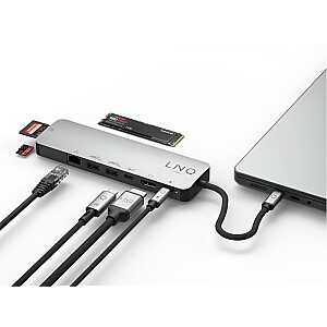 LINQ byELEMENTS LQ48020 — многопортовый концентратор Pro Studio USB-C, 10 Гбит/с, PD, 4K HDMI, твердотельный накопитель NVMe M2, устройство чтения карт SD4.0 и Ethernet 2,5Gbe