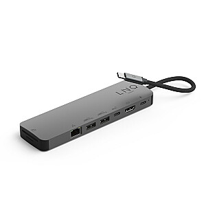 LINQ byELEMENTS LQ48020 — многопортовый концентратор Pro Studio USB-C, 10 Гбит/с, PD, 4K HDMI, твердотельный накопитель NVMe M2, устройство чтения карт SD4.0 и Ethernet 2,5Gbe