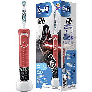 Oral-B Kids Star Wars elektrinis dantų šepetėlis su Disney lipdukais, 2 keičiamos galvutės, raudona