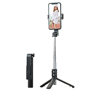Selfie Stick MINI – su nuimamu Bluetooth nuotolinio valdymo pulteliu ir trikoju – P20S BLACK