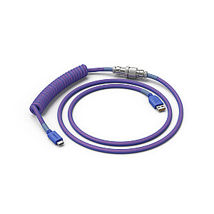 Puikus ūko suvyniotas kabelis, USB-C į USB-A, 1,37 m – violetinė