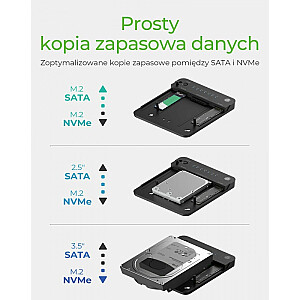 IB-2915MSCL-C31 M.2 prijungimo stotis / klonavimo stotis, skirta M.2 0NVMe ir SATA 2.5 / 3.5 SSD / HDD