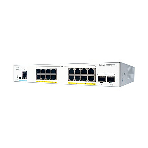 Сетевой коммутатор Cisco Catalyst 1000-16P-2G-L, 16 портов Gigabit Ethernet (GbE) PoE+, бюджет PoE 120 Вт, два порта Uplink 1 G SFP, безвентиляторная работа, расширенная ограниченная пожизненная гарантия (C1000-16P-2G-L)