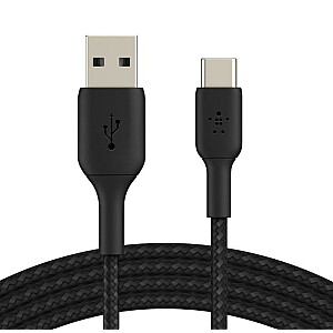 Плетеный кабель USB-C USB-A, 1 м, черный