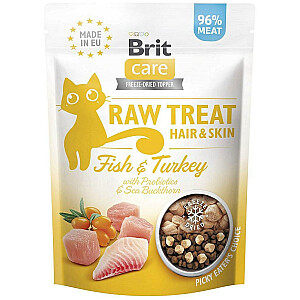 BRIT Care Raw Treat Hair&Skin žuvis su kalakutiena – skanėstas katėms – 40g