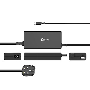 j5create JUP2290C-FN PD USB-C® 100 W super įkroviklis – JK, juodas, yra 1,2 m laidas
