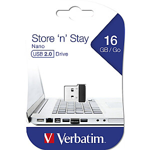 Verbatim Store 'n' Stay NANO – USB atmintinė 16 GB – juoda