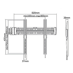 Maclean MC-643 B Reguliuojamas televizorius prie sienos LED LCD PLASMA 30kg 33-55 colių